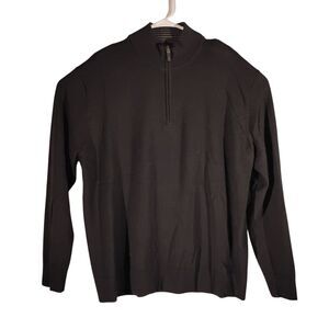 UNTUCKit sweater mens XL XLarge black 100% extra fine Merino wool 1/4 zip mock
